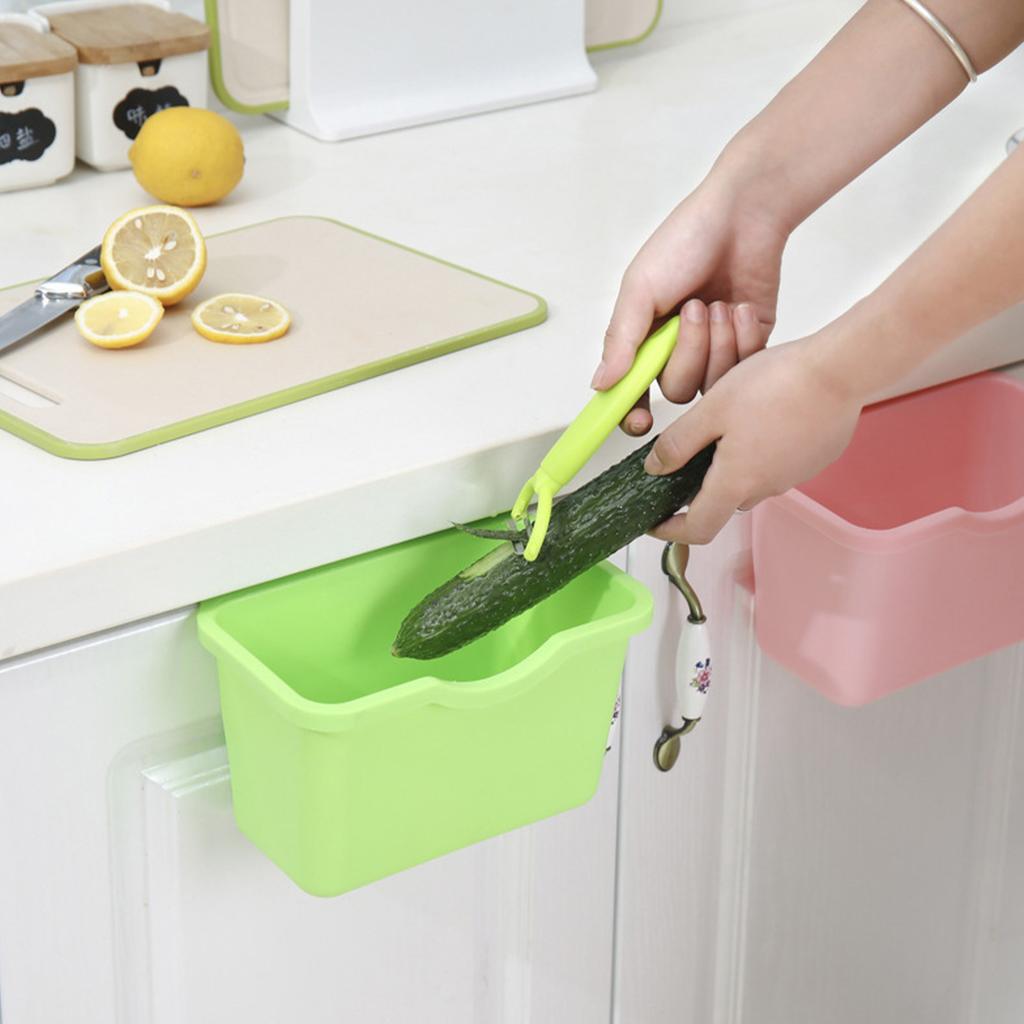 Hanging Trash Can Space Saving Large Capacity Uncovered Garbage Waste Bin for Home Kitchen Bathroom Small Size Green