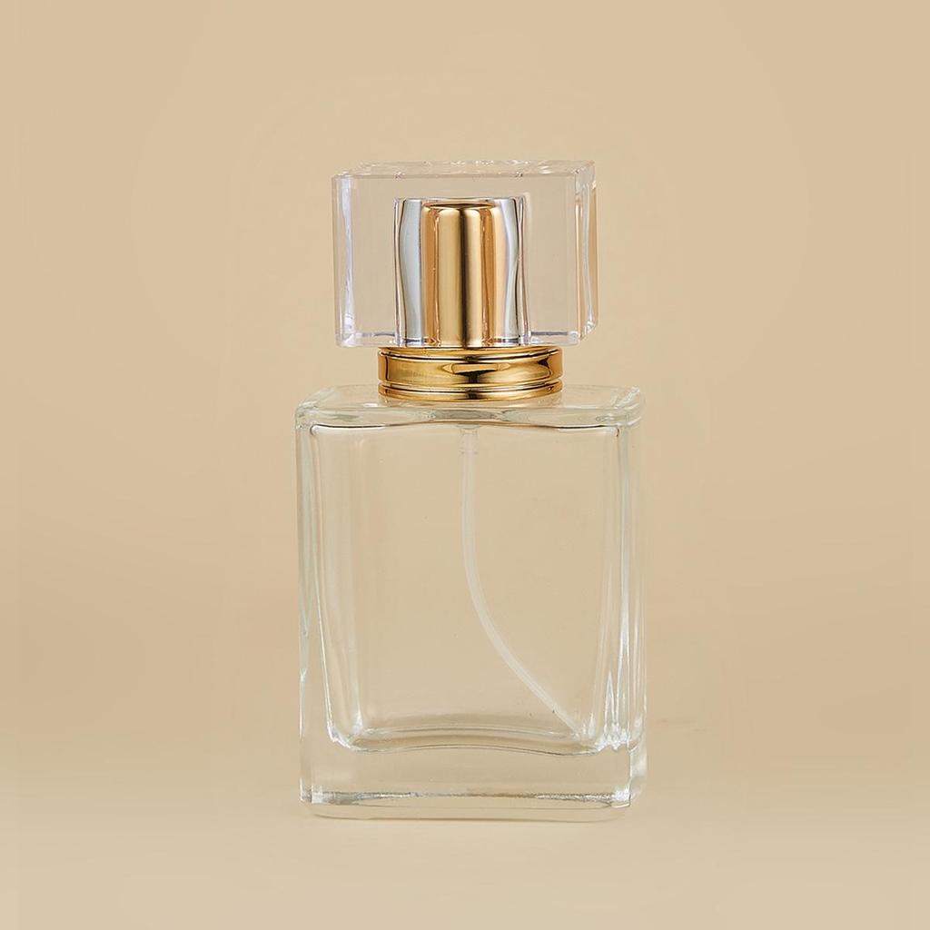 Spot 3050ml Square Glass Perfume Bottle with 15-Tooth Screw-Top and Thick Bottom, Reusable Cosmetic Spray Bottle