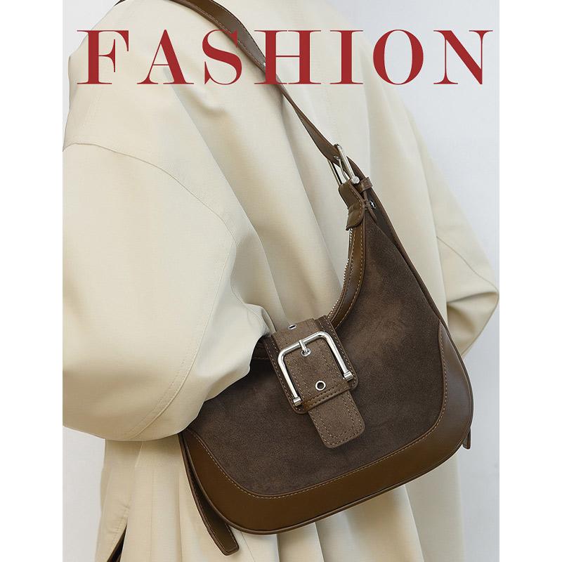High-end Brand Designer Shoulder Bag Luxury Stylish Crossbody Bags Retro Trendy Bag Premium Frosted Suede Leather Underarm Bags