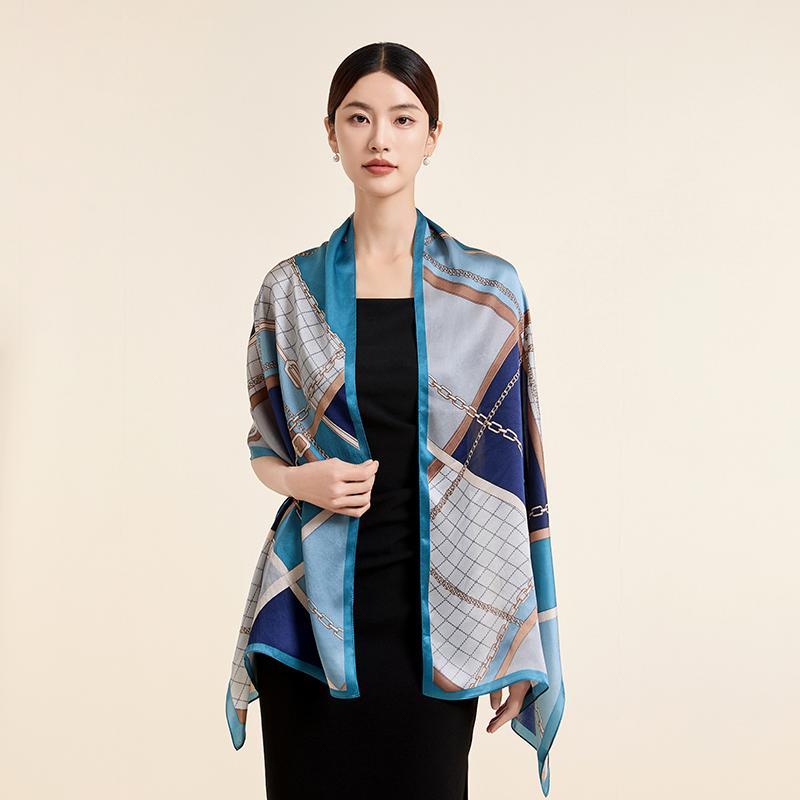 100% Real Silk Long Scarf Women Print Hangzhou Fashion Handkerchief Pure Silk Neckscarves Luxury Bufandas Silk Shawl