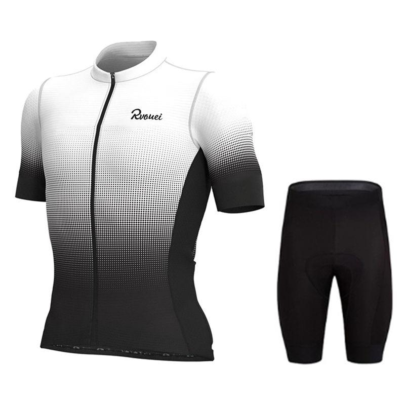 Rvouei Team Cycling Jersey Set Summer Bicycle Suit Quick Drying Bib Shorts Clothes Mtb Maillot Ropa Ciclismo Mountain Bike Wear