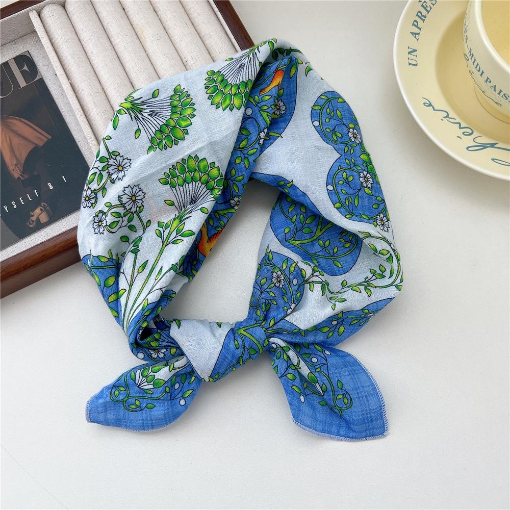 Versatile Women's Cotton Linen Silk Scarf – Spring/Autumn Neck Protector & Fashionable Head Scarf with Foreign Style