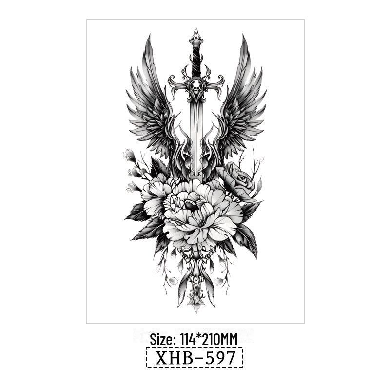 

Водонепроникні Чорні Тату-наклейки на півруки з тваринами 114*210MM