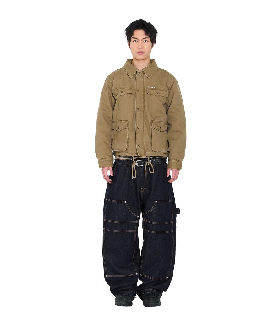Aakam 4-Pocket Collar Work Jacket (Beige)