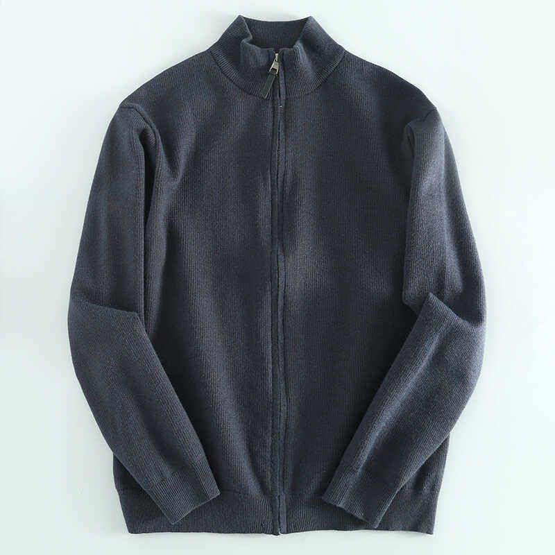 Export Label Cutting Tail Order Men Temperament Commute Stand Collar Men Zipper Cardigan Outerwear Sweater Heavy Weight Weight Tops Dark Gray L