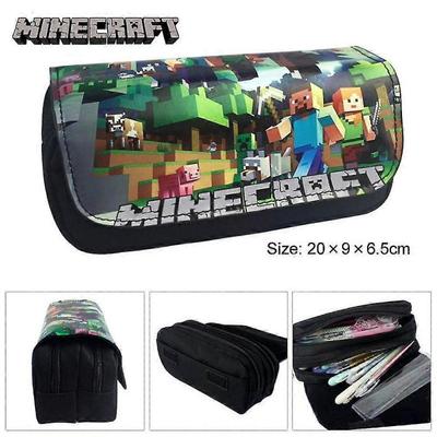 Minecraft Potisknutý Penál Dětský Dvouvrstvý Pouzdro na Tužky na Zip Taška
