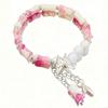 Bamboo Style Butterfly Milky Pink Bead Elastic Bangles Girl Bilezik Bracelet Women Jewelry Pulseras