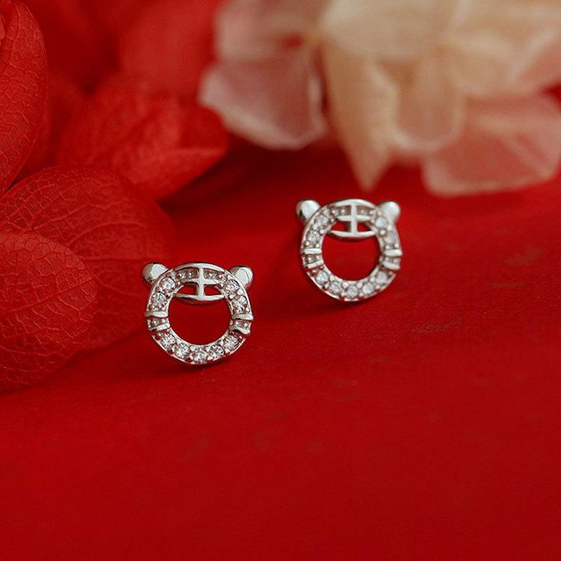 

Новые модные серьги Year of Life с милым тигровым блеском и бриллиантами, маленькие и милые