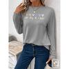 Women's Casual Sports Long Sleeve T Shirt Loose and Comfortable Fit Heart-shaped Pattern Design Suitable for Everyday Wear In Autumn Diverse Clothing