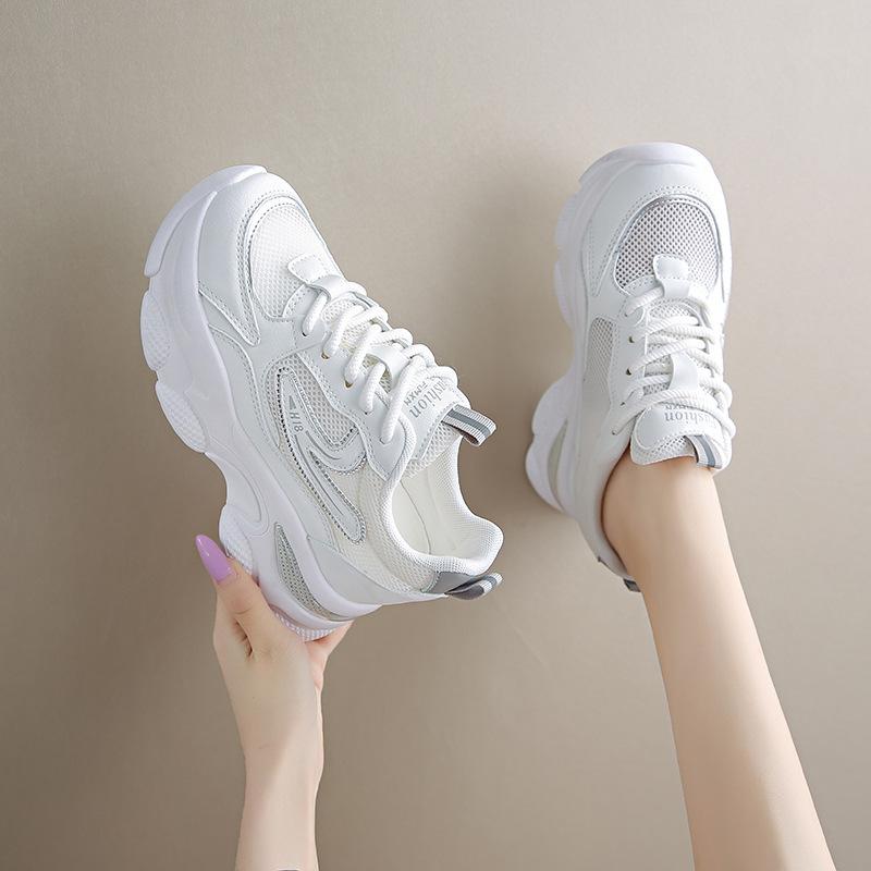 Inner heightening dad shoes women's small man 2025 summer mesh breathable little white shoes platform casual shoes sports shoes