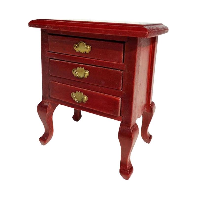 

Miniature Wooden Bedside Table With Curved Legs And Storage Drawer Perfect For 1/12 Scale Dollhouses Accessories 1