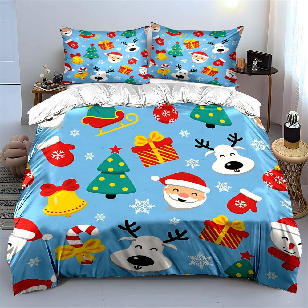 Weihnachts-Lebkuchenmuster Bettwäsche Bettbezug-Set Bettbezug Kissenbezüge (1*Bettbezug 2*Kissenbezüge, ohne Bettdecke)