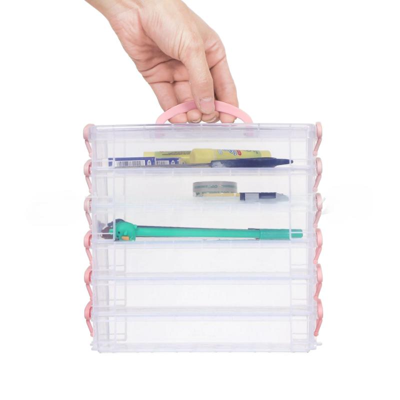 3/6 Floors Office Supplies Storage Organizer Box, Brush Painting Pencils Storage Box Watercolor Pen Container Drawing Tools