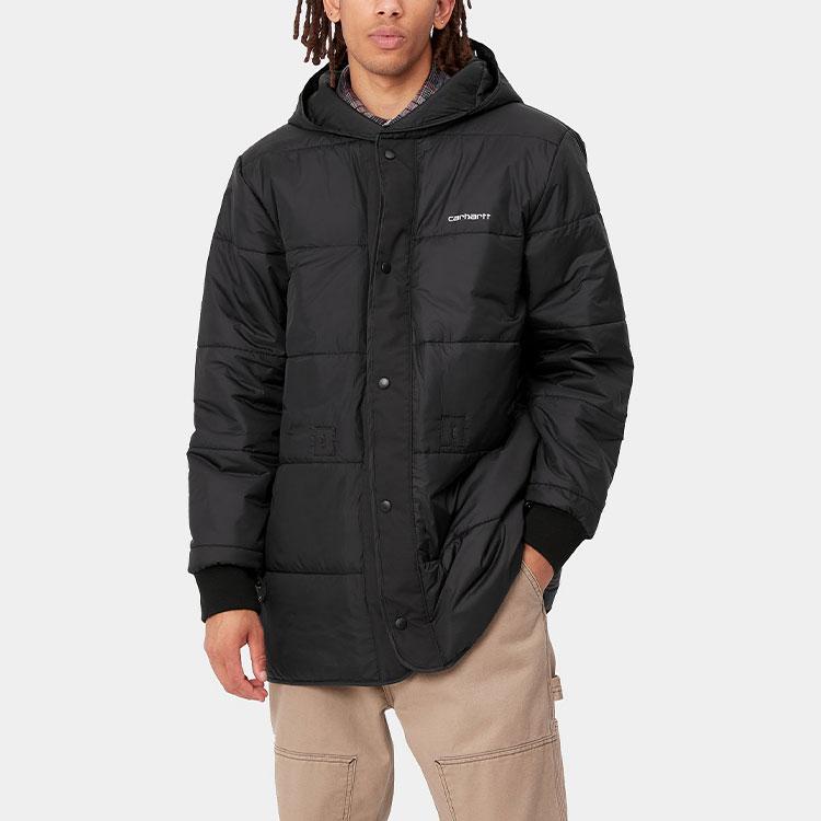 Carhartt WIP Solid Color Cotton Zip Hooded Parka Men outerwear Black I029455-26-XX