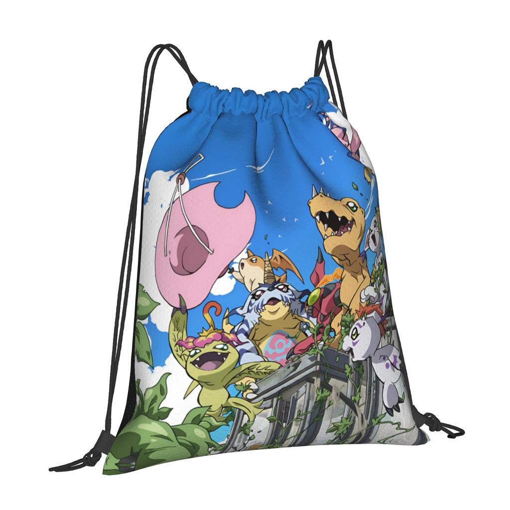 Custom D-Digimons Drawstring Bags for Shopping Yoga Backpacks Men Women Cartoon Sports Gym Sackpack