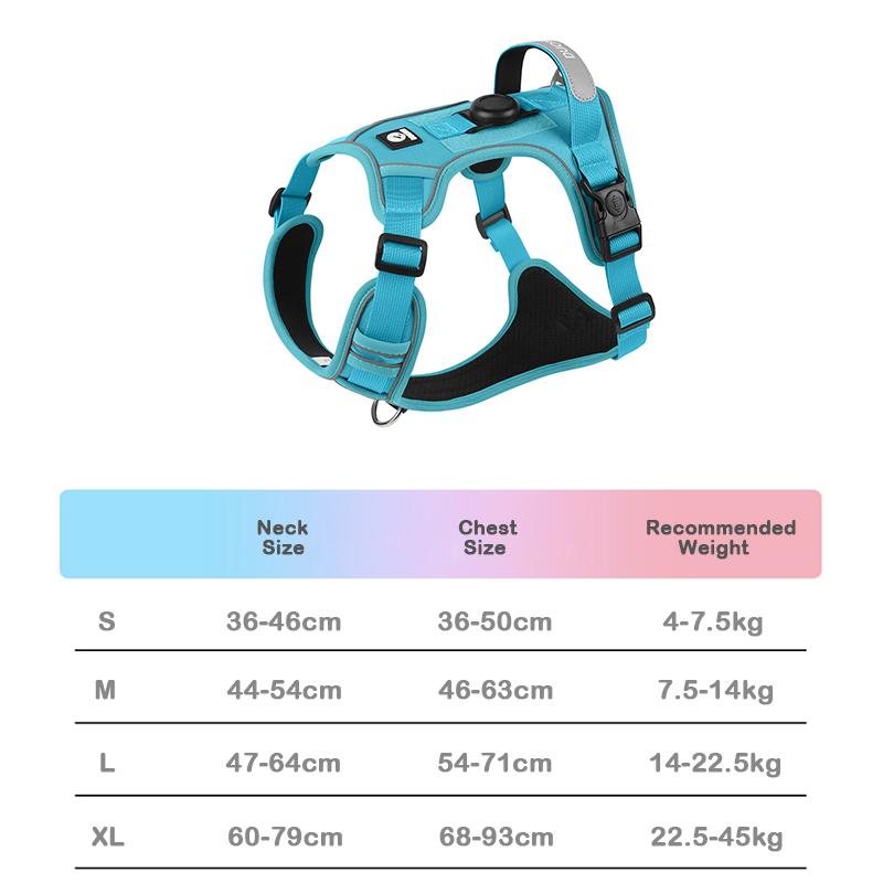 No-Pull Dog Harness for Large Dogs with GPS Tracker Slot Heavy Duty Reflective Adjustable Pet Vest Harness for Outdoor Walking