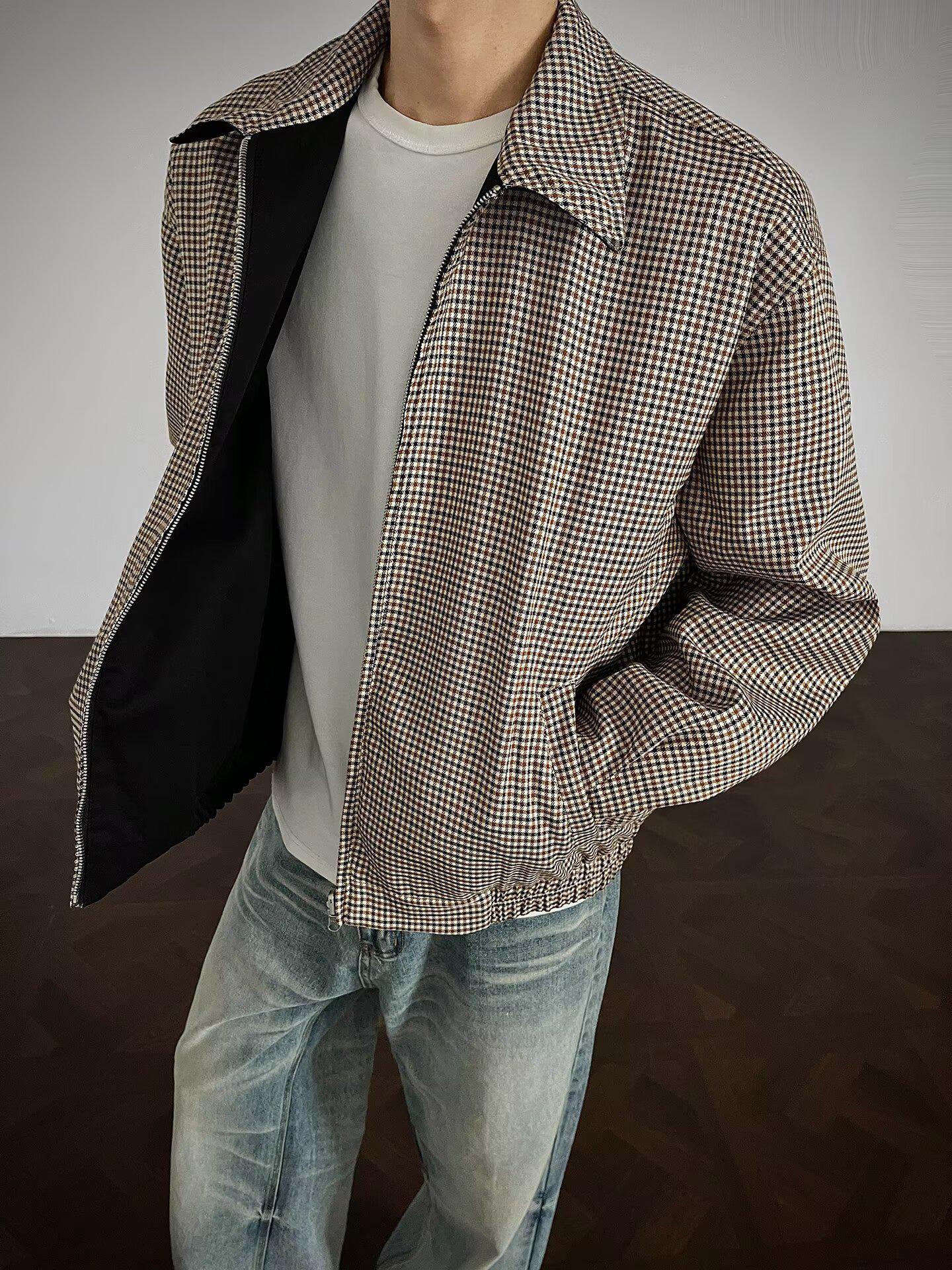 Мужская ретро клетчатая двусторонняя повседневная куртка M