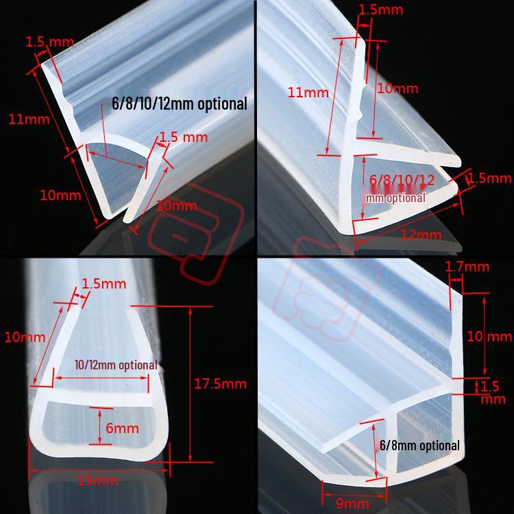 

U-Shaped Silicone Sealing Strip for Frameless Glass Doors and Windows: Windproof, Waterproof, Anti-Collision for Shower and Bathroom H-shaped clip for 6mm glass