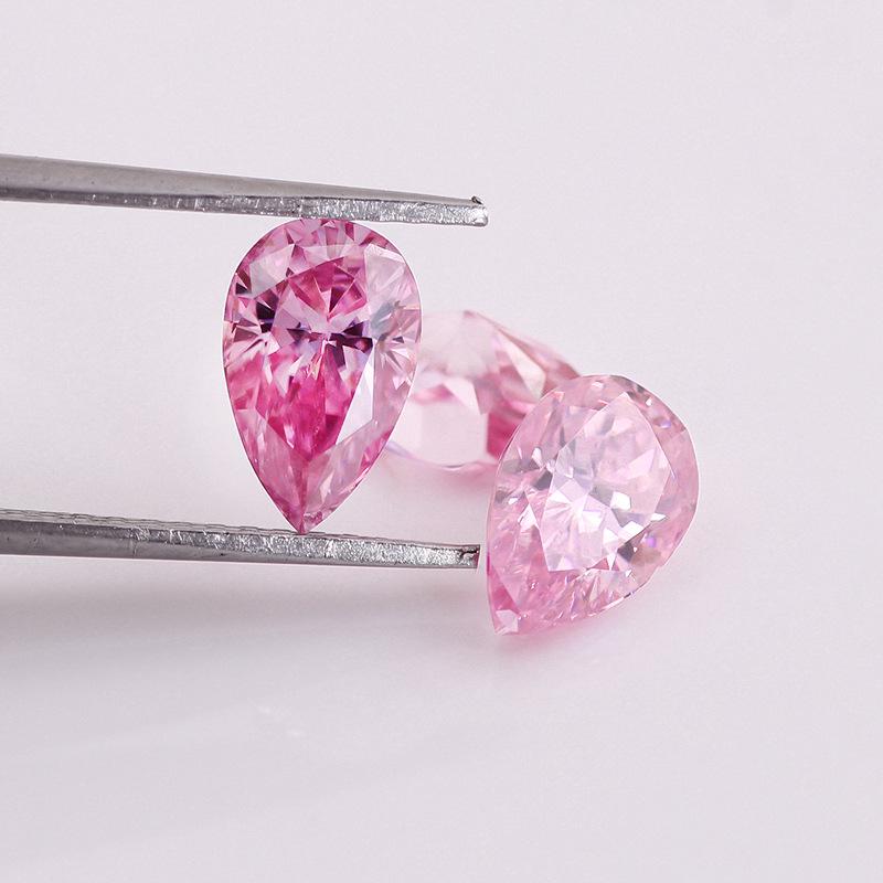 Handmade Pear-Shaped Pink Moissanite Water Drop Stone Craft 5x8mm 1ct розовый