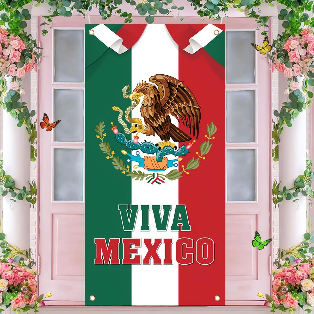 1pcs Mexican Lndependence Day Party Decor Door Cover Banner Eagle Snake Cactus Mexican Style Festival Party Porch Decor Backdrop