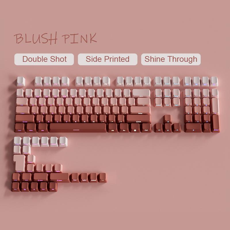 Gradient Matcha Side Printed Keycaps PBT Double Shot Shine Through Keycaps OEM Profile 135 Keys for MX Switches Gaming Keyboards
