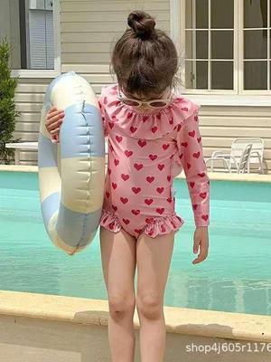 Mädchen Langarm Schnelltrocknender Badeanzug - Sonnenschutz, Trendige Resort Wear