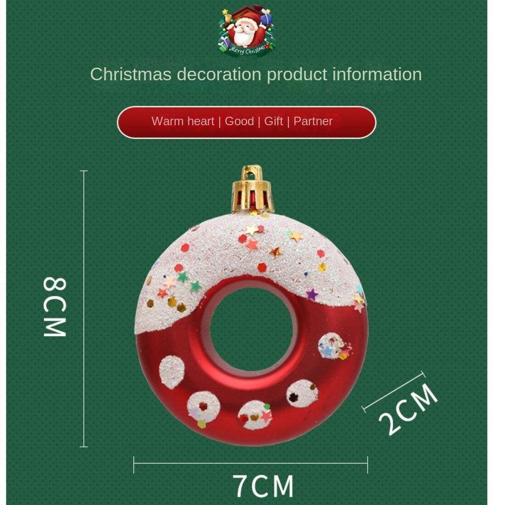 4pcs/Box Doughnut Christmas Tree Ornament Plastic Christmas Gift New Christmas Gifts Boxes Pendant