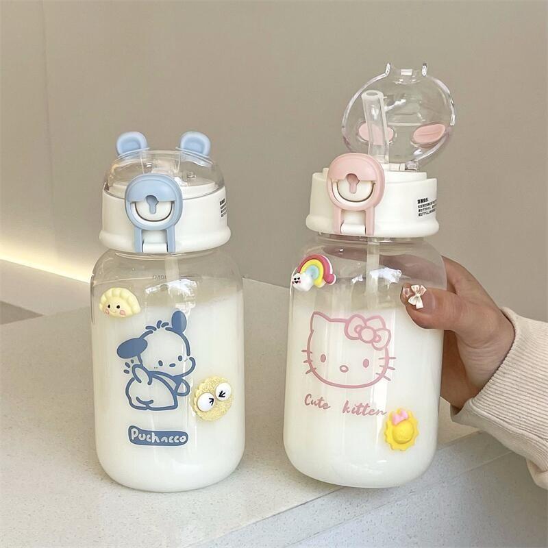Cute Student Disposable Plastic Cup With Straw For Office And Home Use