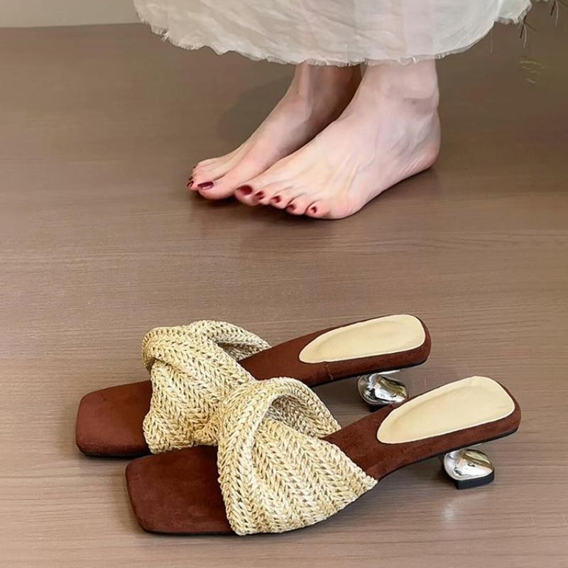 Sandale Romane Retro Țesute cu Platformă cu Vârf Deschis Papuci de Plajă Femei Sensul Designului Vaion Sle Cap Plat Respirabile Vară Șlapă