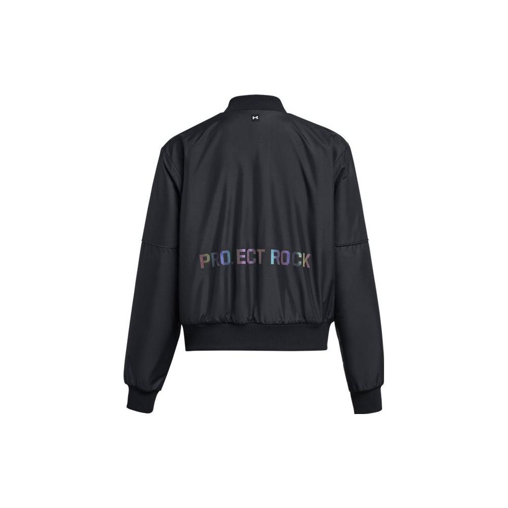 Under Armour Johnson Series Letter Logo Printed Training Flight Jacket Women jackets Black 1382177-001