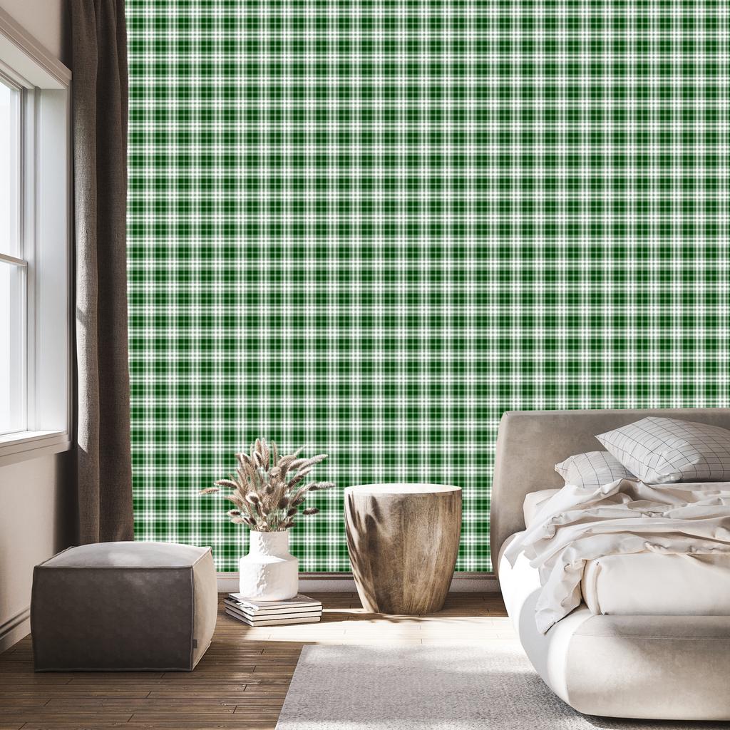 Green Checkered Wallpaper Green and Light Gray 50x1000