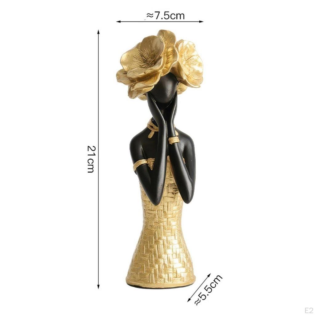 African Women Statue Desktop Decoration Collectible Elegant Gift Sculpture Resin Figurine for Home