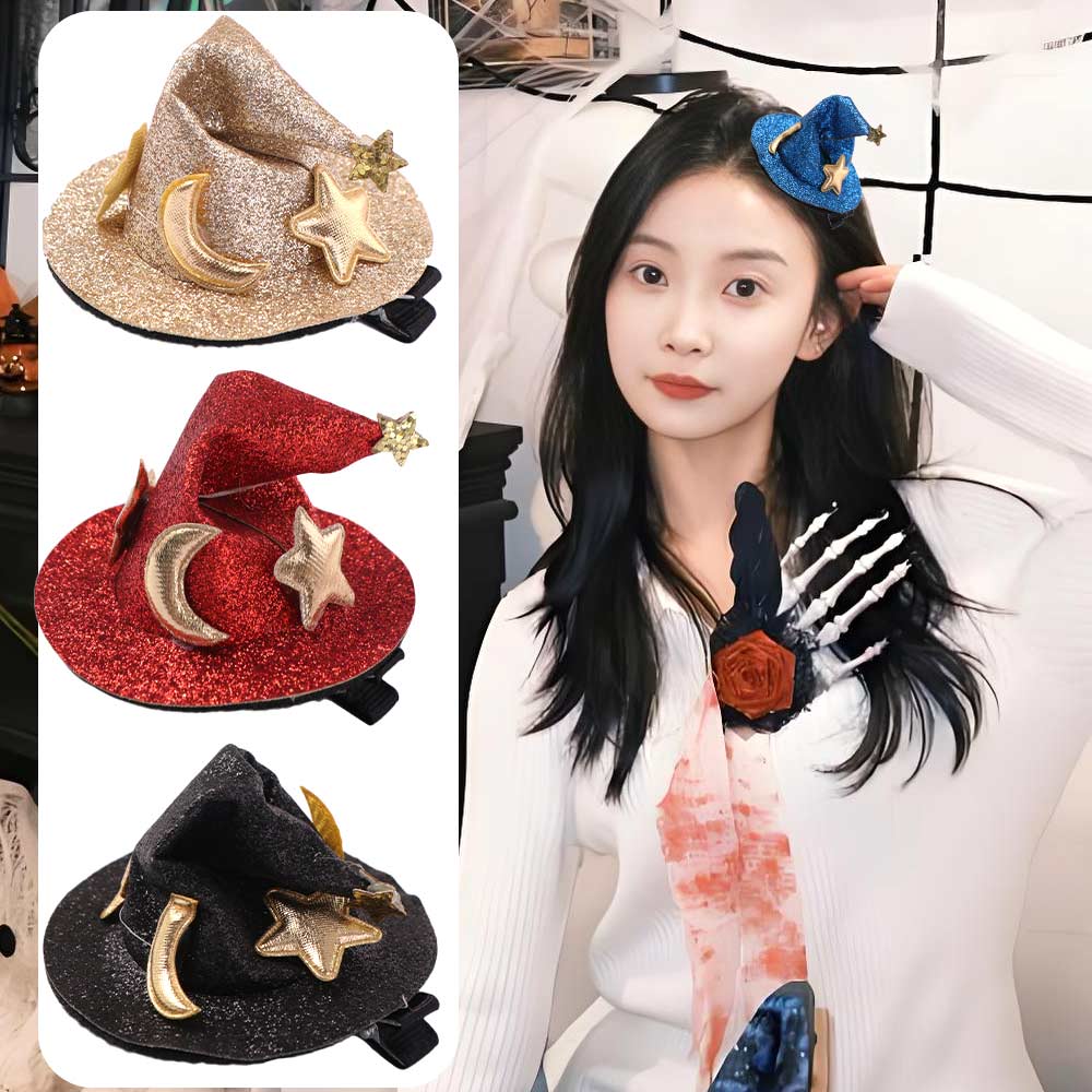Barrette Bent Hat Hair Clip Wizard Hat Pet Halloween Hair Accessories  Halloween Party