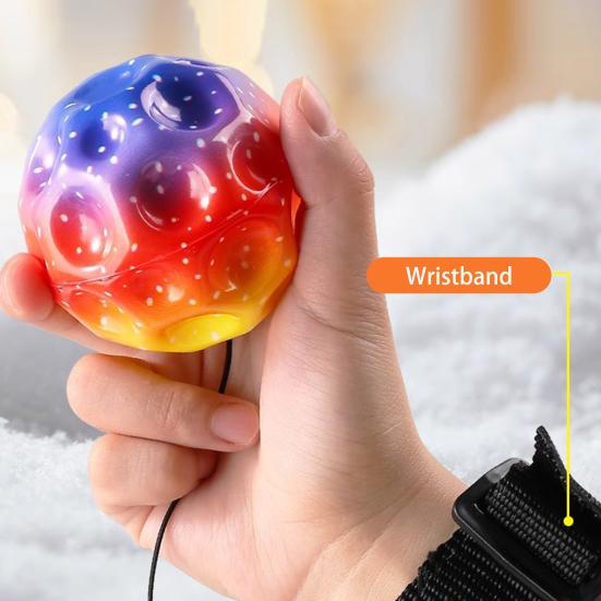 Hračka Rebound Wrist Ball s poutkem na zápěstí a elastickou šňůrkou Design pro snadné uchopení Míč pro návrat zápěstí Barevné míčky s hvězdnou oblohou pro všechny věkové kategorie