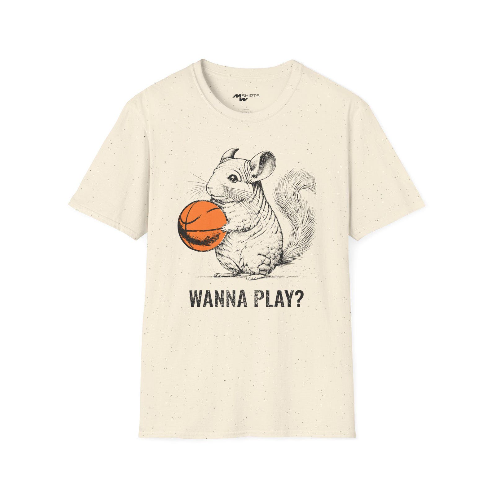 Wanna Play?/ Basketball Chinchilla T-Shirt/ Unisex Softstyle T-Shirt M