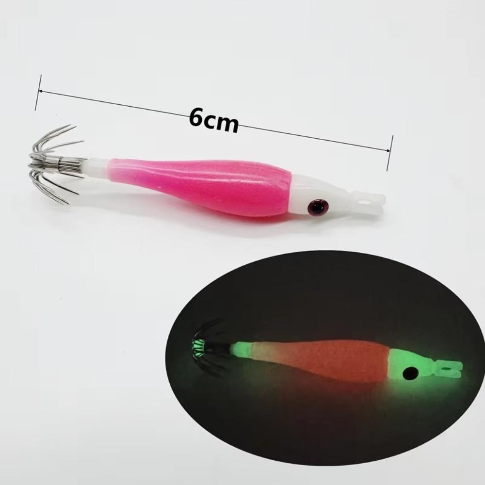 5cm 6cm Squid Jig Octopus Jig Luminous Jigging Lure EGI Squid Hook Silicone Cloth Wrapping Small Wooden Shrimp Sea Fishing