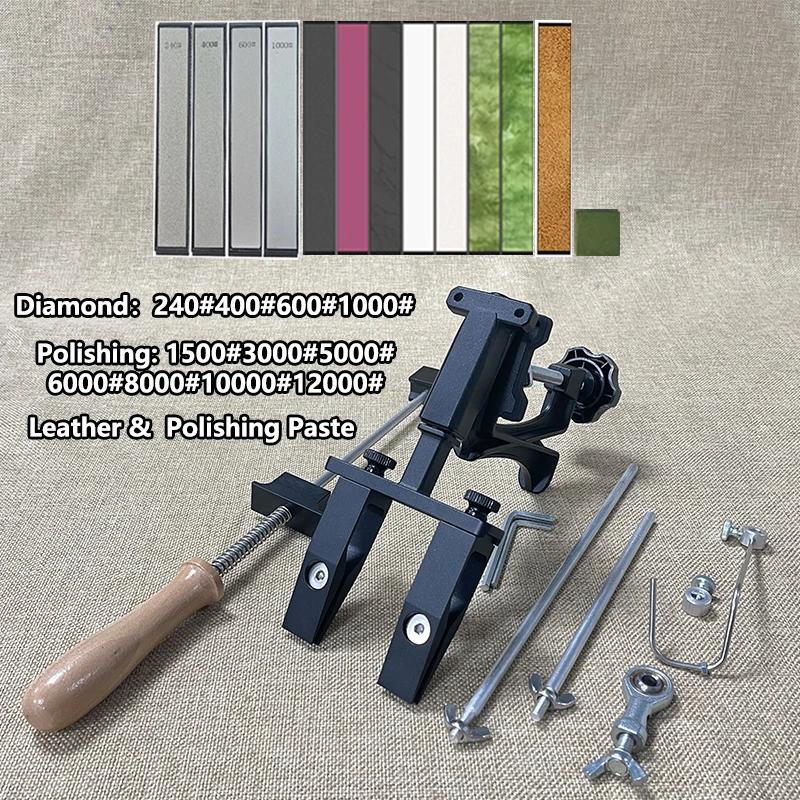 Nouveau Design Affûteur de Couteaux Professionnel à Angle Fixe Apex Outils pour Couteaux de Cuisine Système d'Affûtage de Couteaux avec Jeu de Pierres Diamantées
