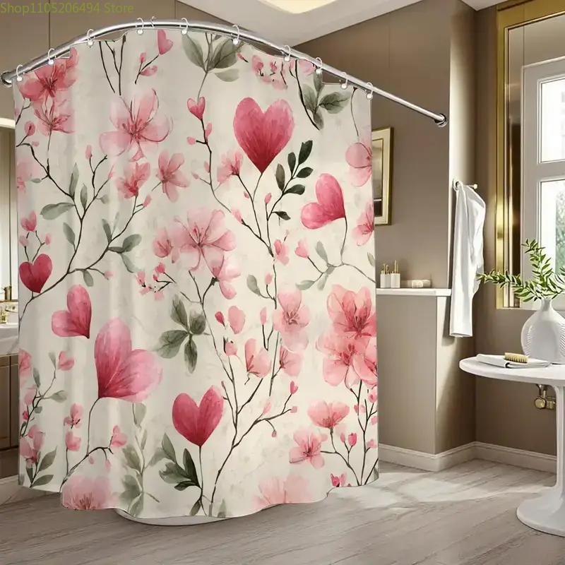 1pc Bathroom Shower Curtain for Wedding Anniversary Celebration, Includes 12 Hooks, 70.87x70.87inch Home Decor, Home Decoratio
