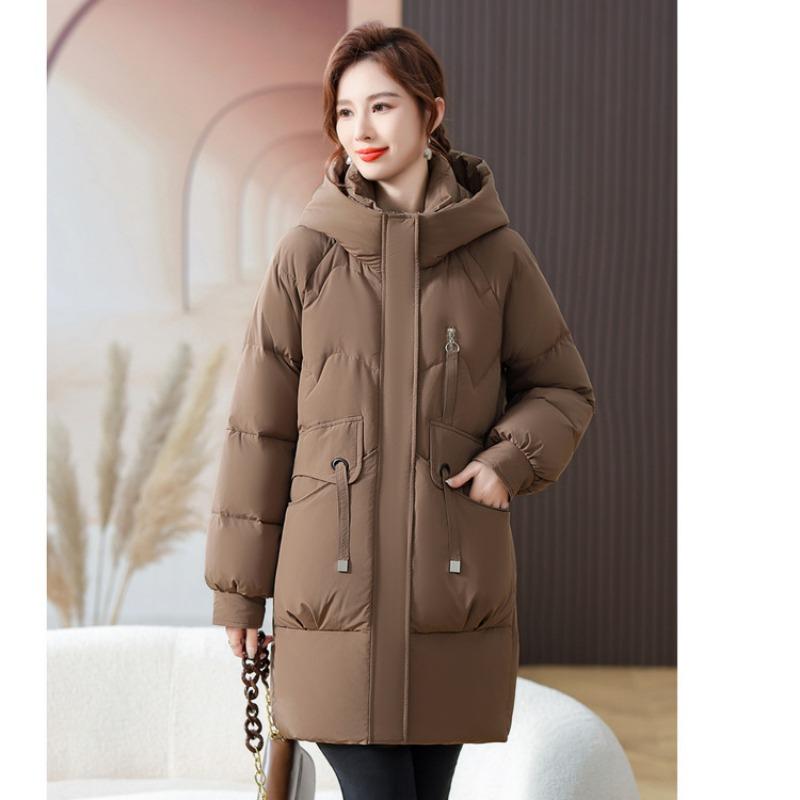 

Пуховик женский материнский свободный средней длины утолщенный пуховик из белого утиного пуха среднего и пожилого возраста повседневный пуховик 4XL хаки