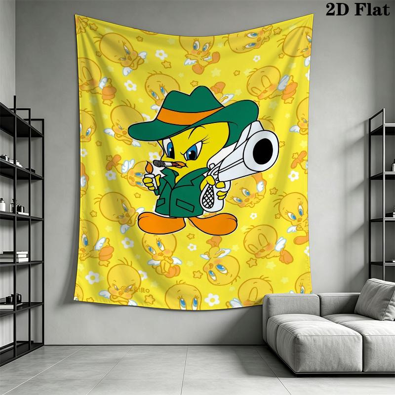 Tweety Bird Wall Tapestry Aesthetic Wall Hanging Printed Fabric Blanket Decorative Tapestries for Bedroom Living Room Home Decor