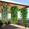 2pcs Outdoor Hanging Artificial Greenery Set UV-Resistant Faux Ivy Plastic Leaves for Garden Patio Porch Office Wedding Festival