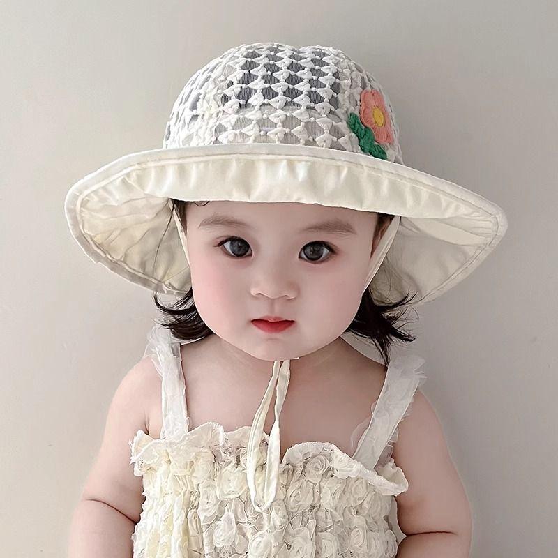 Baby Summer Sun Hat Wide Brim UV Protection Fisherman Cap Breathable Thin Shade for Boys and Girls