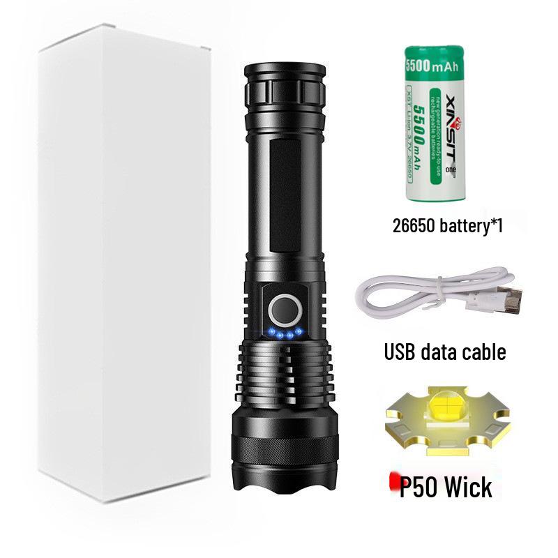 XHPp50 Aluminum Alloy Waterproof Flashlight with Telescopic Zoom & USB Charging