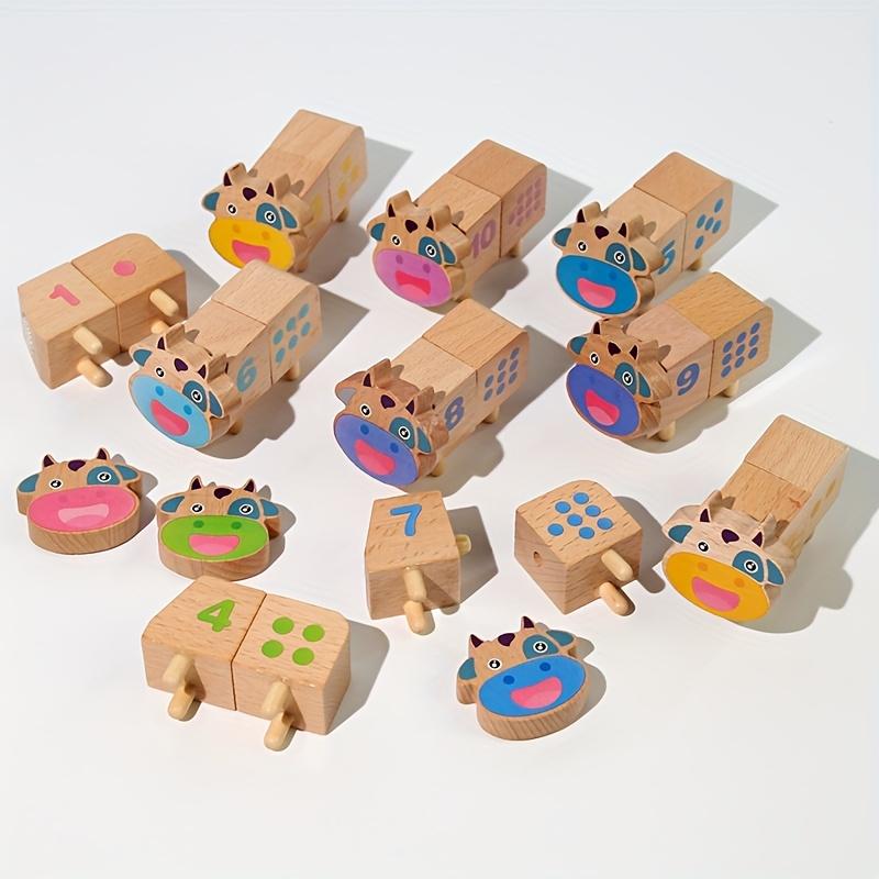 

Youngsters Wooden Cow-Shaped Math Color Matching Puzzle Blocks Cognitive Development and Balance Skills Educational Toy, Ideal for Birthday Gifts cow number matching
