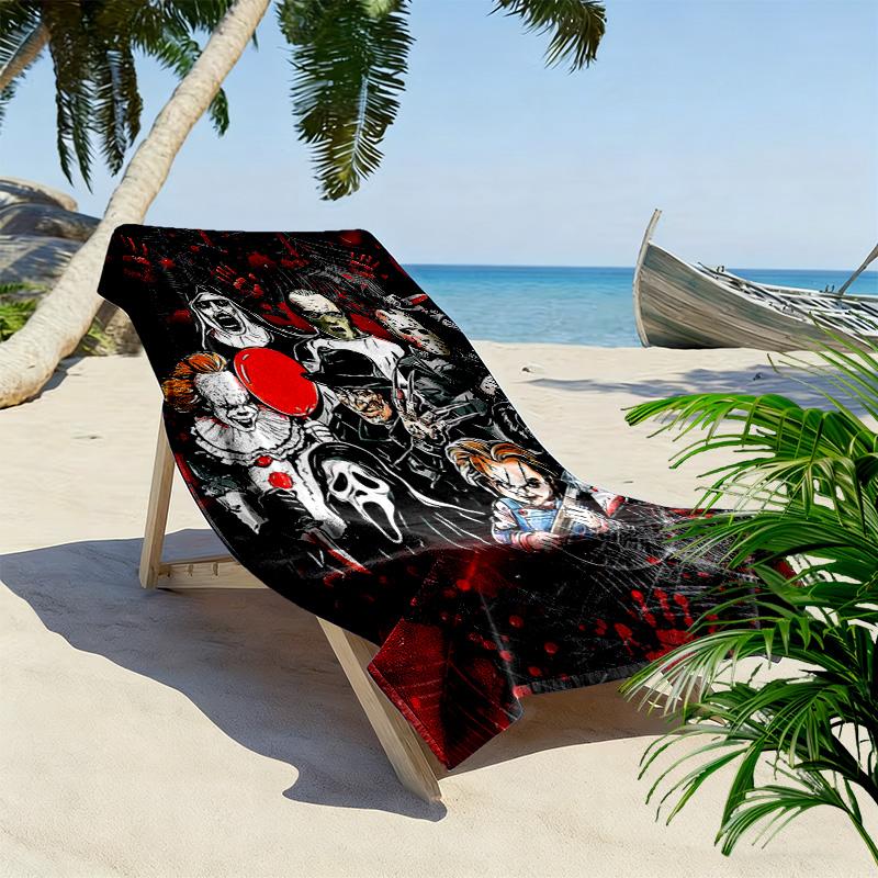 Horror Movie Series Print Beach Towel, Large Soft Quick Dry Towel for Beach Camping Swimming