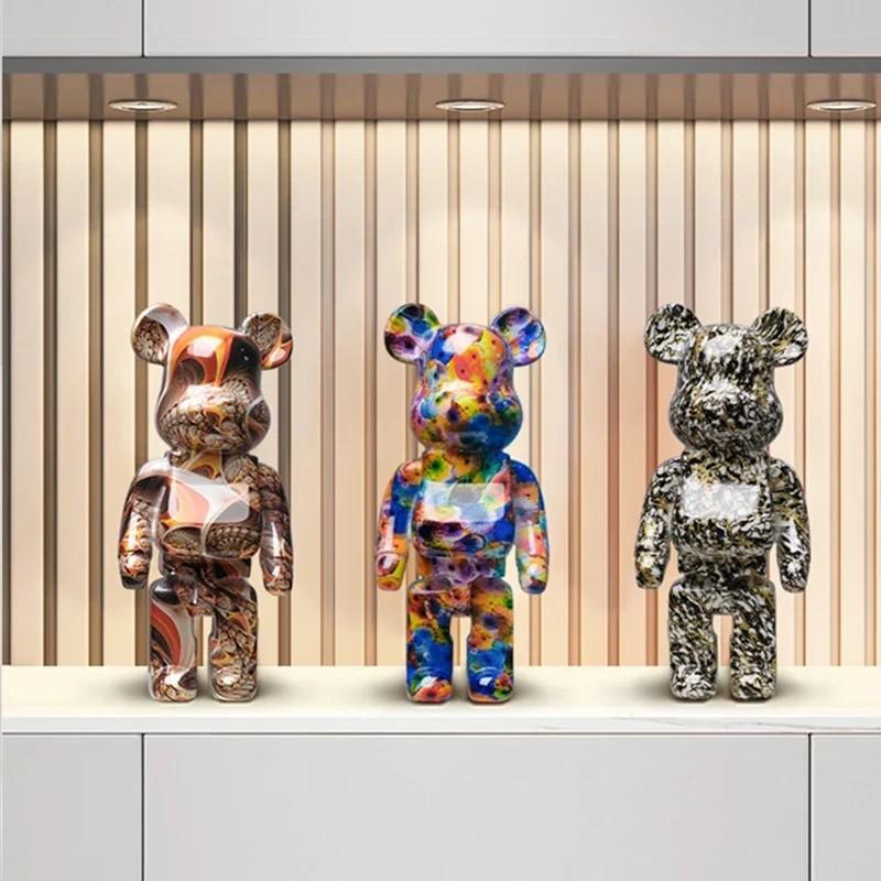 2025 New Graffiti Bear 27cm Figurine Home Decoration Animal Statue Storage Money Jar Modern Room Sculpture Table Decor