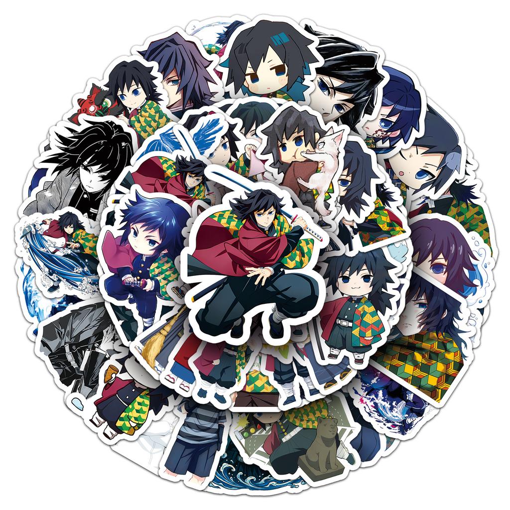 Giyu Tomioka Demon Slayer Water Hashira Stickers 50 Pcs Waterproof Anime Decals For Phone Laptop Journal Stationery Anime Lovers