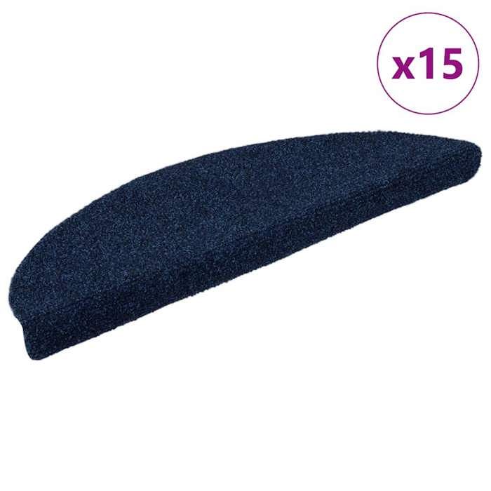 VidaXL Tapis d'escalier autocollants 15 pièces 56 x 17 x 3 cm Bleu marine Demi-rond 322356