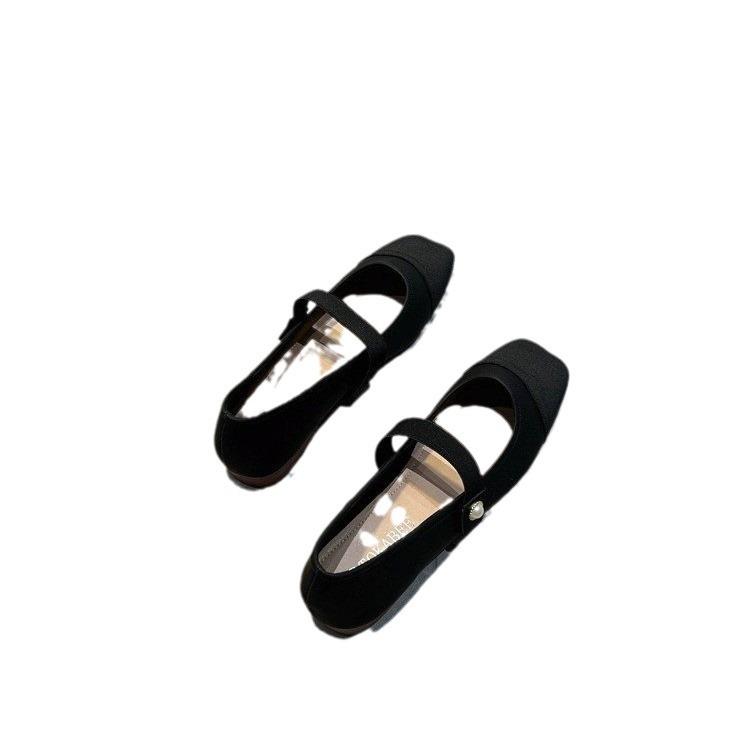 Hongtong Xiaoxiangfeng square head single shoes 2025 new one-word belt Mary Jane women's shoes color matching grandma shoes versatile ladyshoes