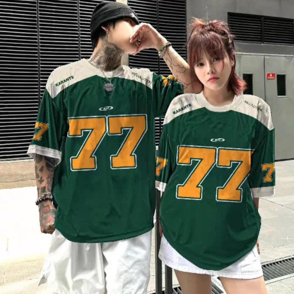 Unisex 3D-Druck Rundhals Hip Hop #77 Jersey T-Shirt, Locker Lässig Kurzarm